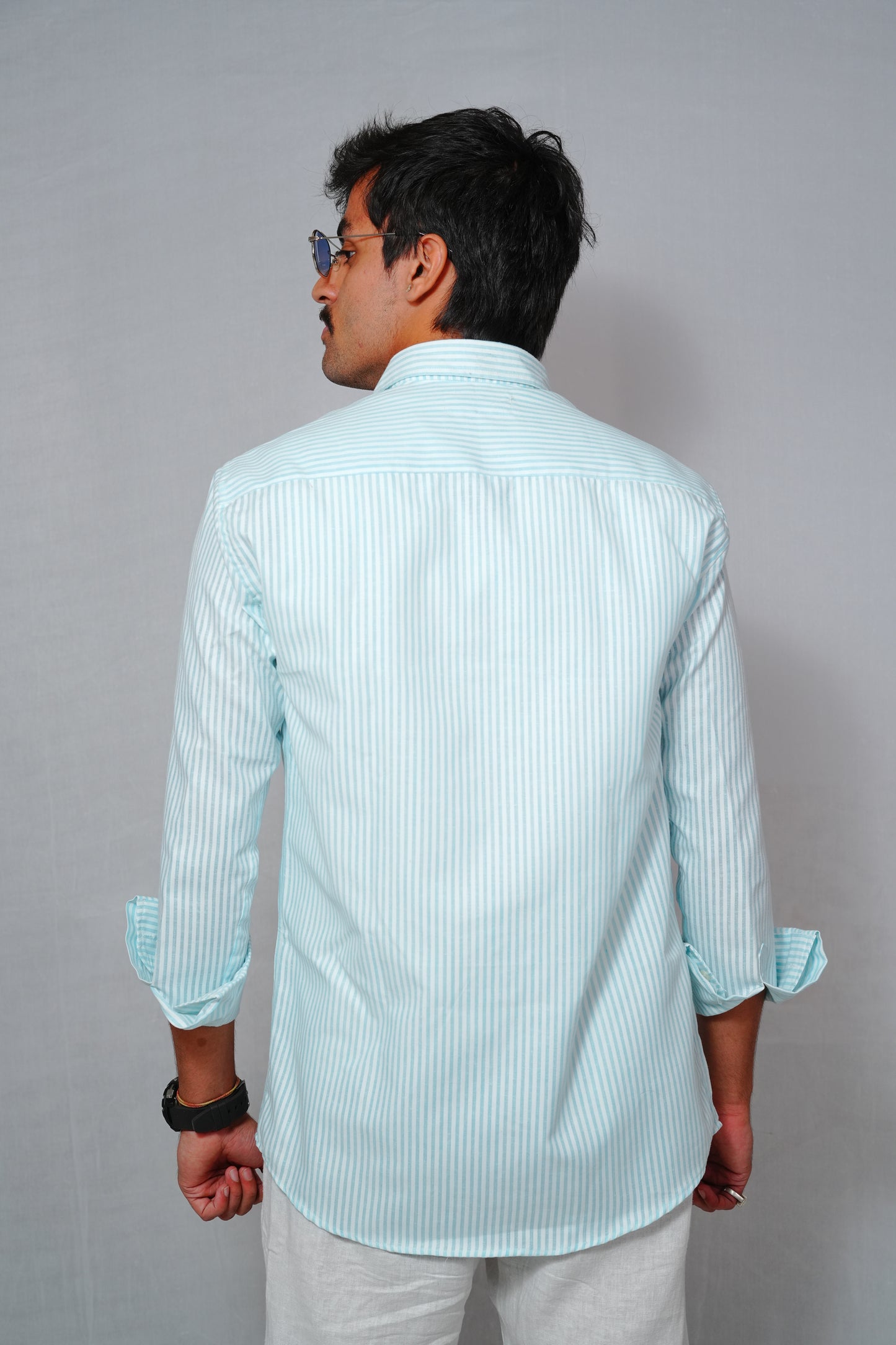 Azure Striped Slim Fit Cotton Shirt