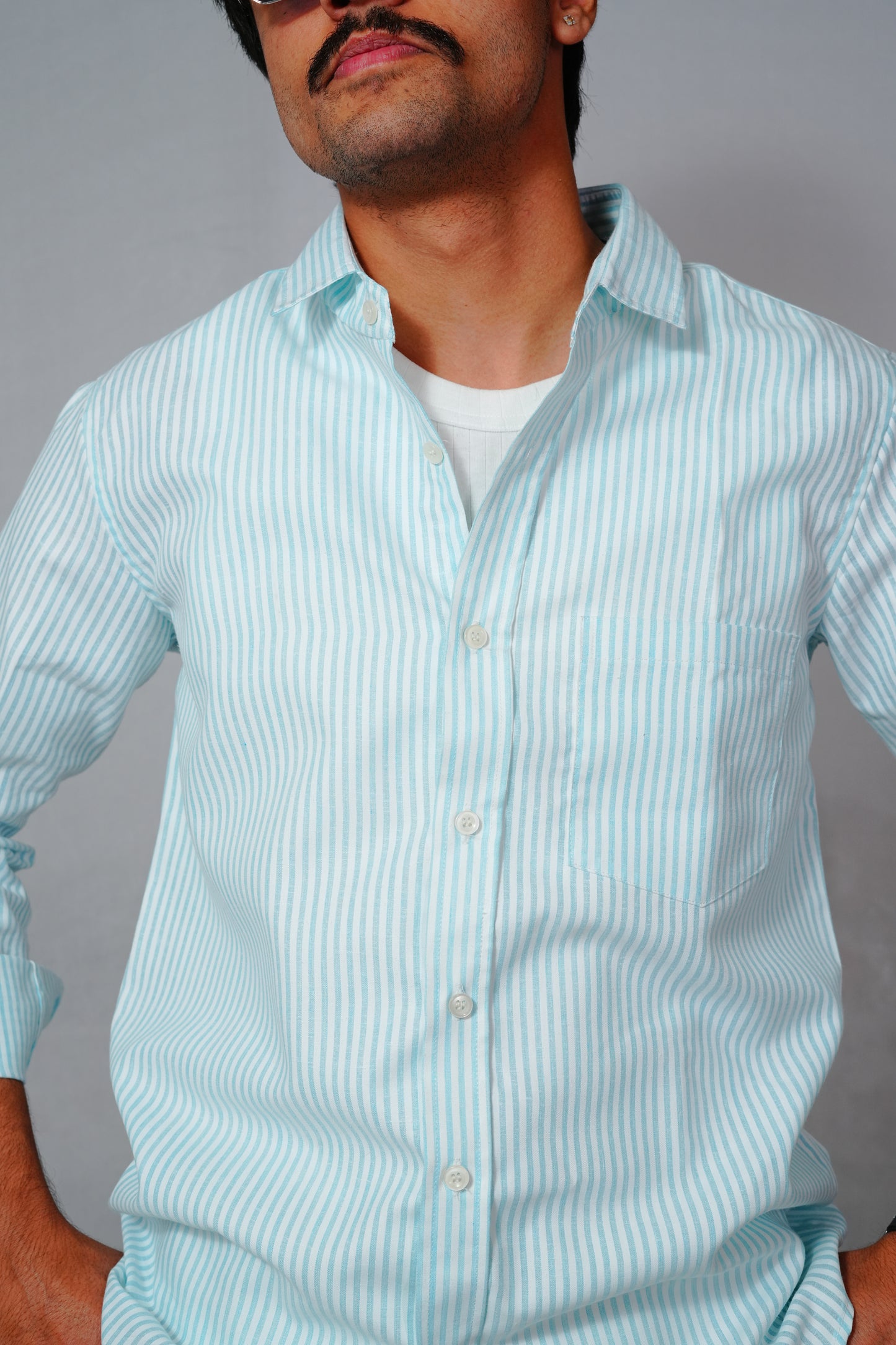 Azure Striped Slim Fit Cotton Shirt