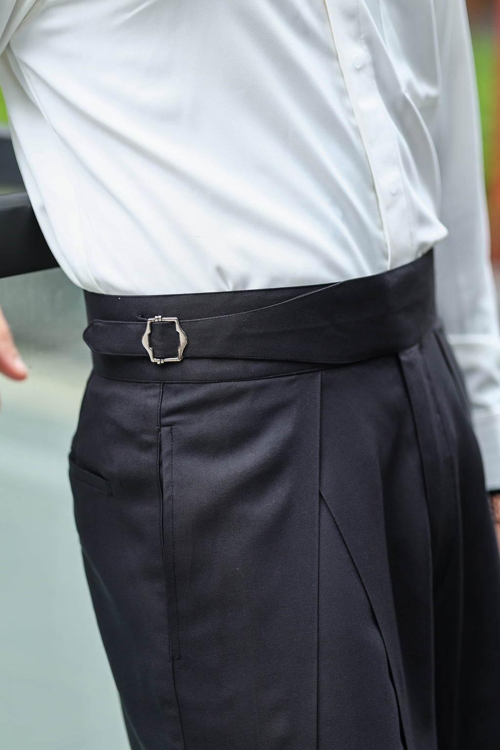 Black High Waist Dual Pleated Gurkha Trousers