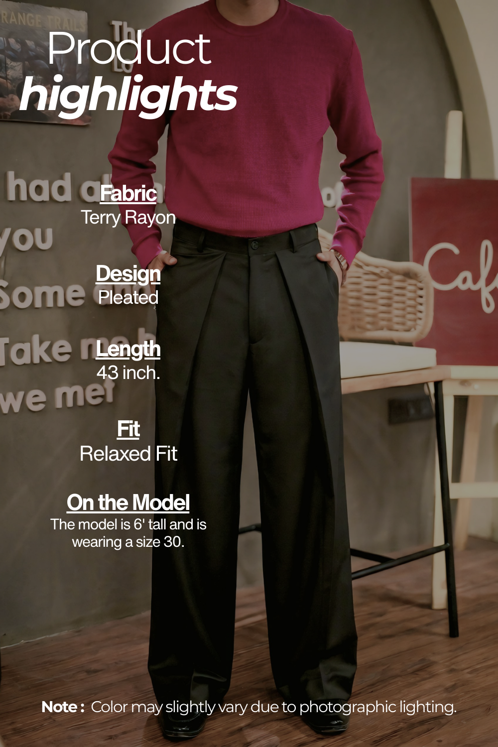 Black Pleated Trousers | Relaxed Fit