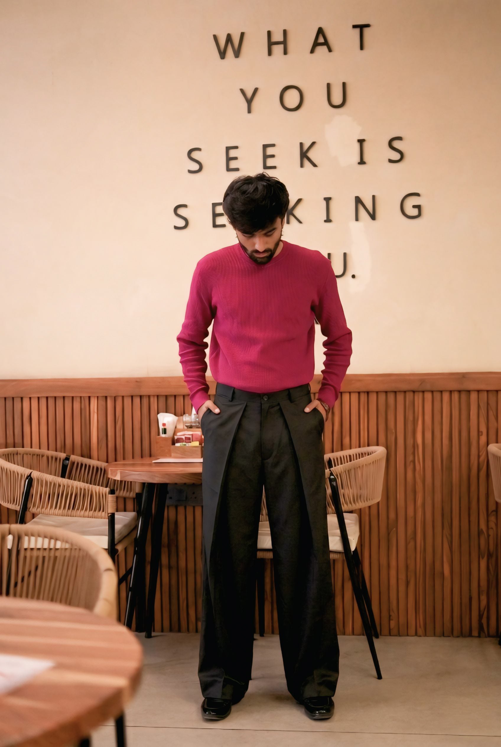 Black Pleated Trousers | Relaxed Fit