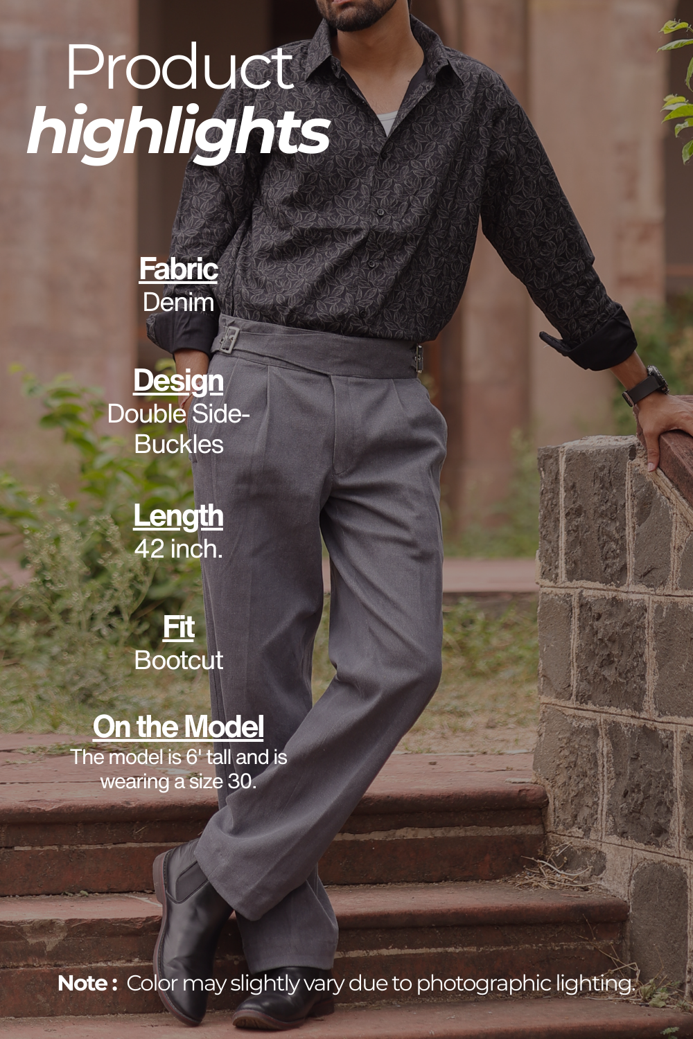 Raakh -  Bootcut Denim Gurkha pants