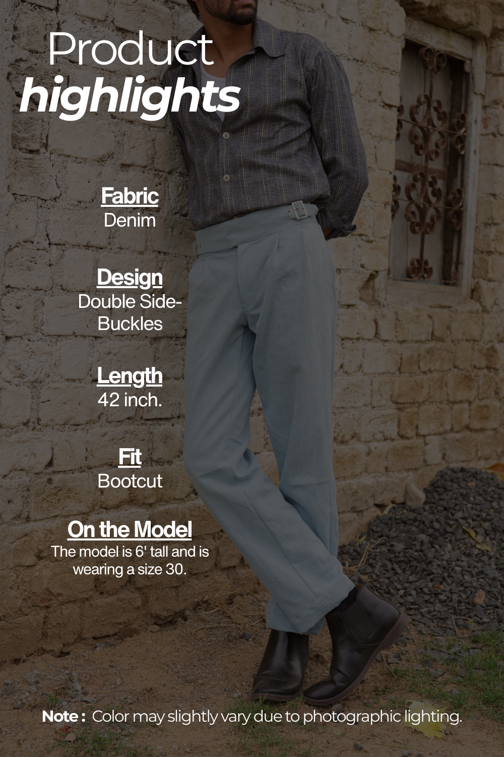 Neelgagan -  Bootcut Denim Gurkha pants