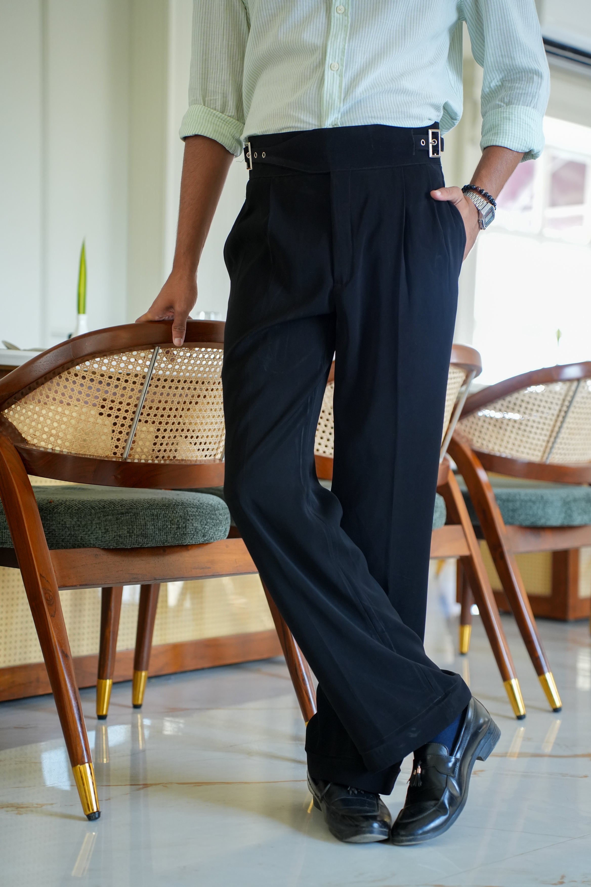 Kshn - Black Flared Cut Gurkha Pants