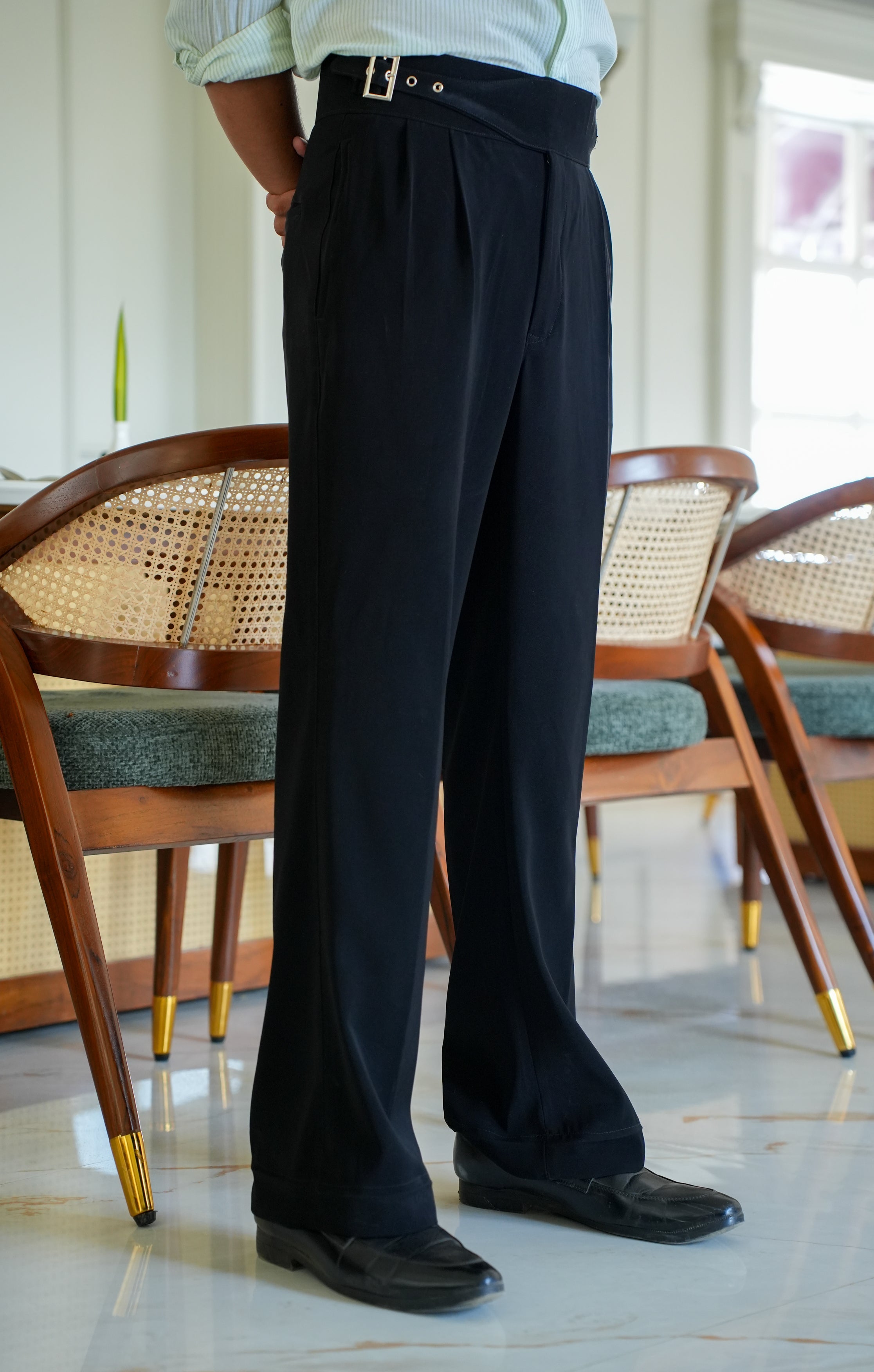 Kshn - Black Flared Cut Gurkha Pants