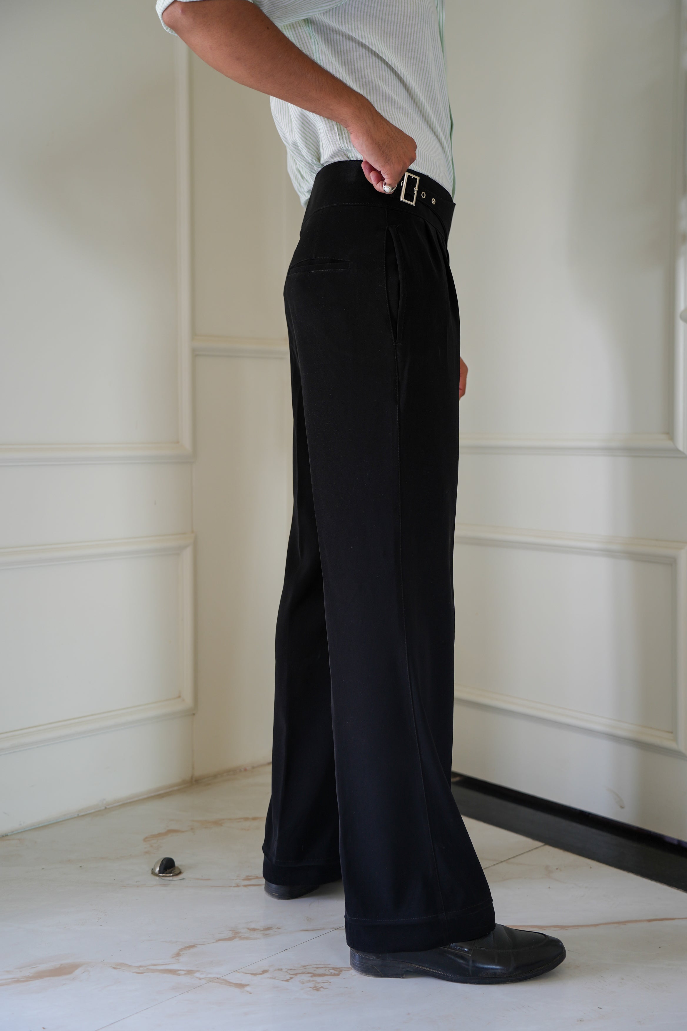 Kshn - Black Flared Cut Gurkha Pants