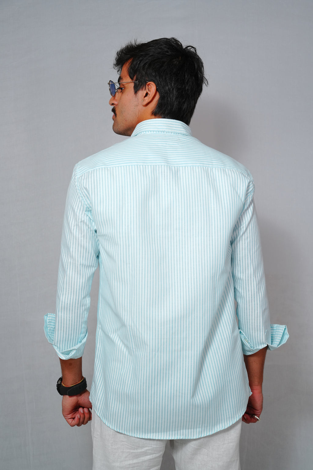 Azure Striped Slim Fit Cotton Shirt