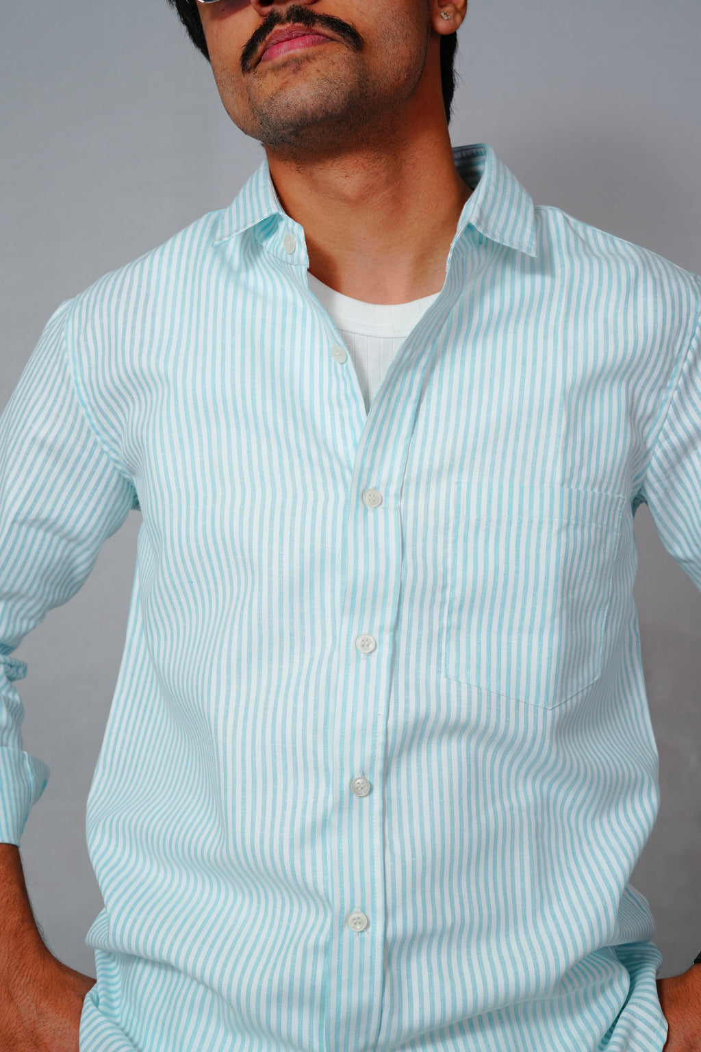 Azure Striped Slim Fit Cotton Shirt