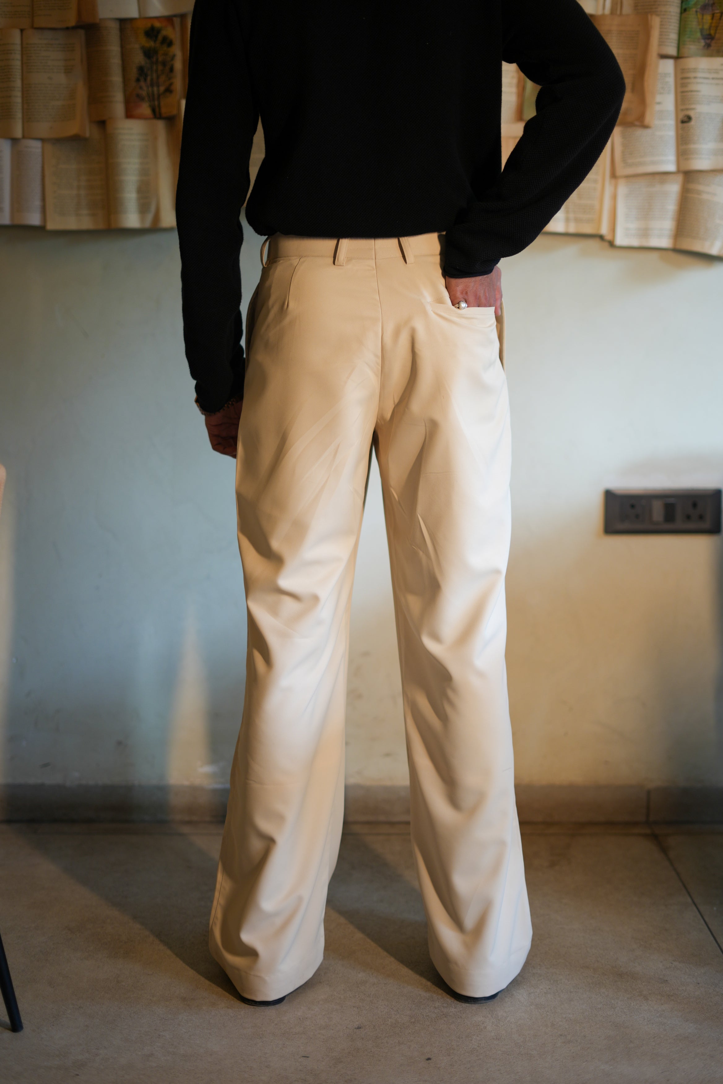 Beige Pleated Trousers | Relaxed Fit