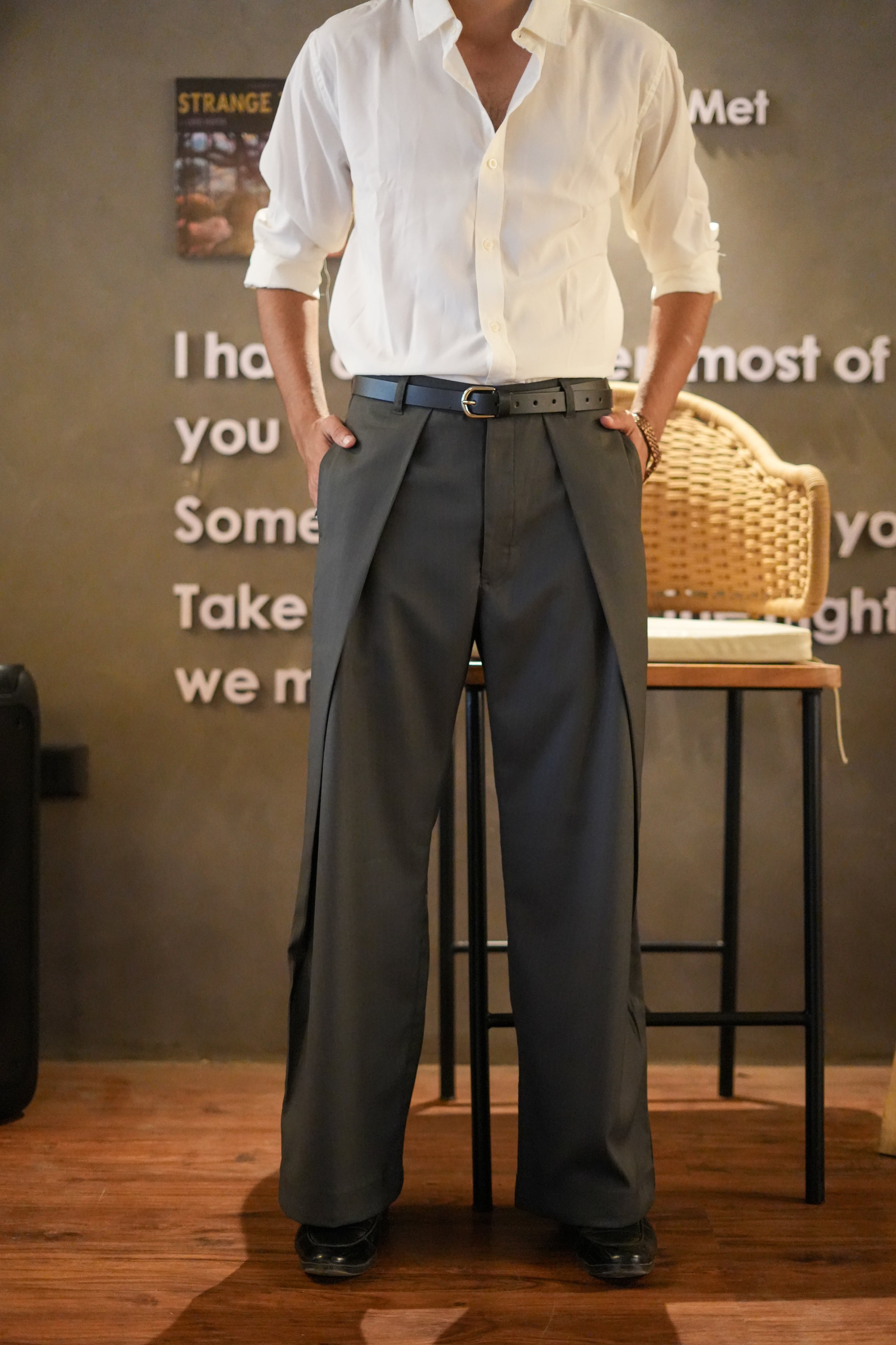 Slate Grey Pleated Trousers | Relaxed Fit
