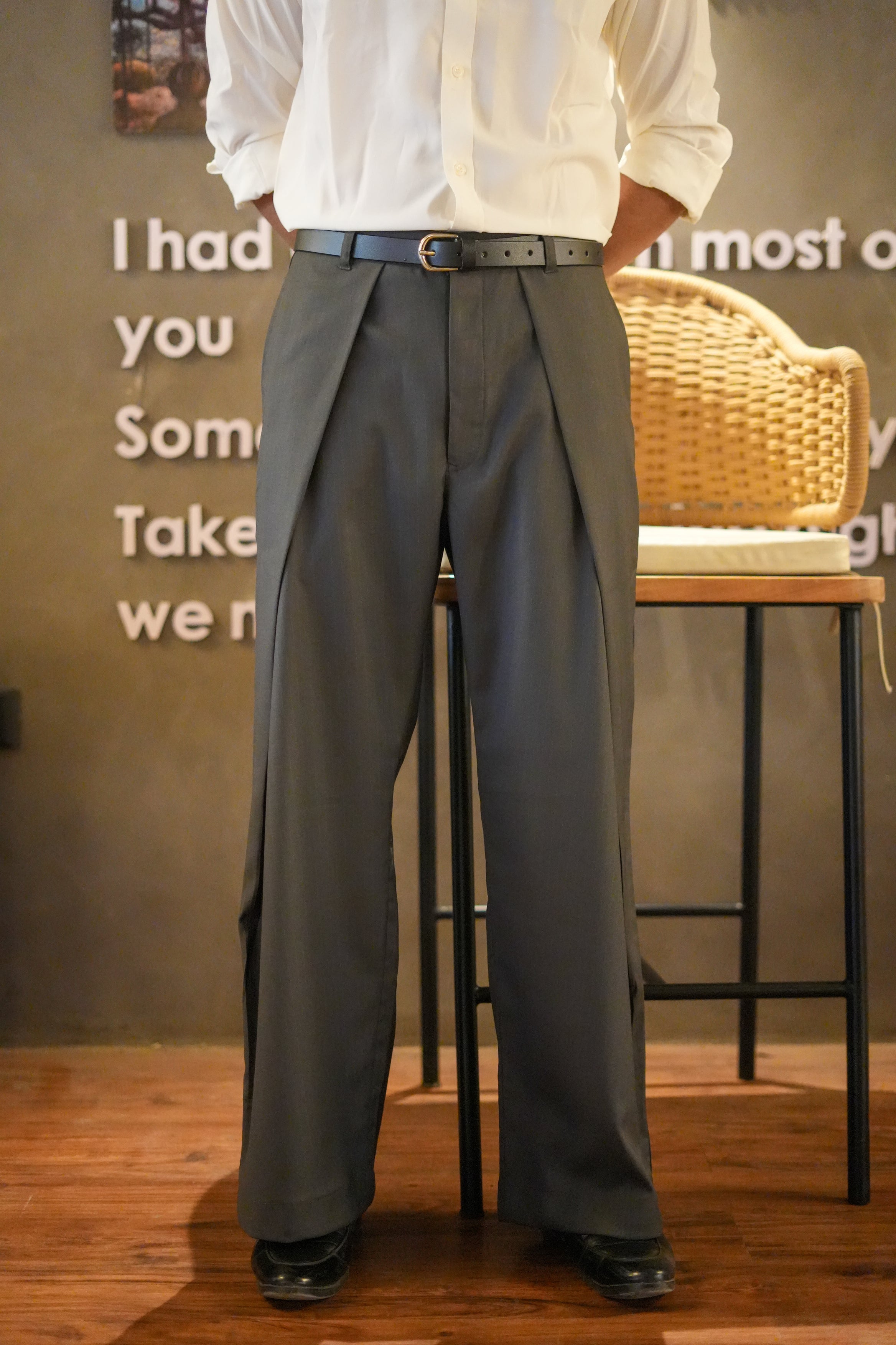 Slate Grey Pleated Trousers | Relaxed Fit