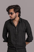 Black Opaque Stripped loose fit Shirt