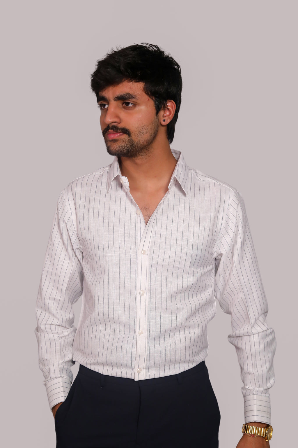 White Stripped Formal Shirt