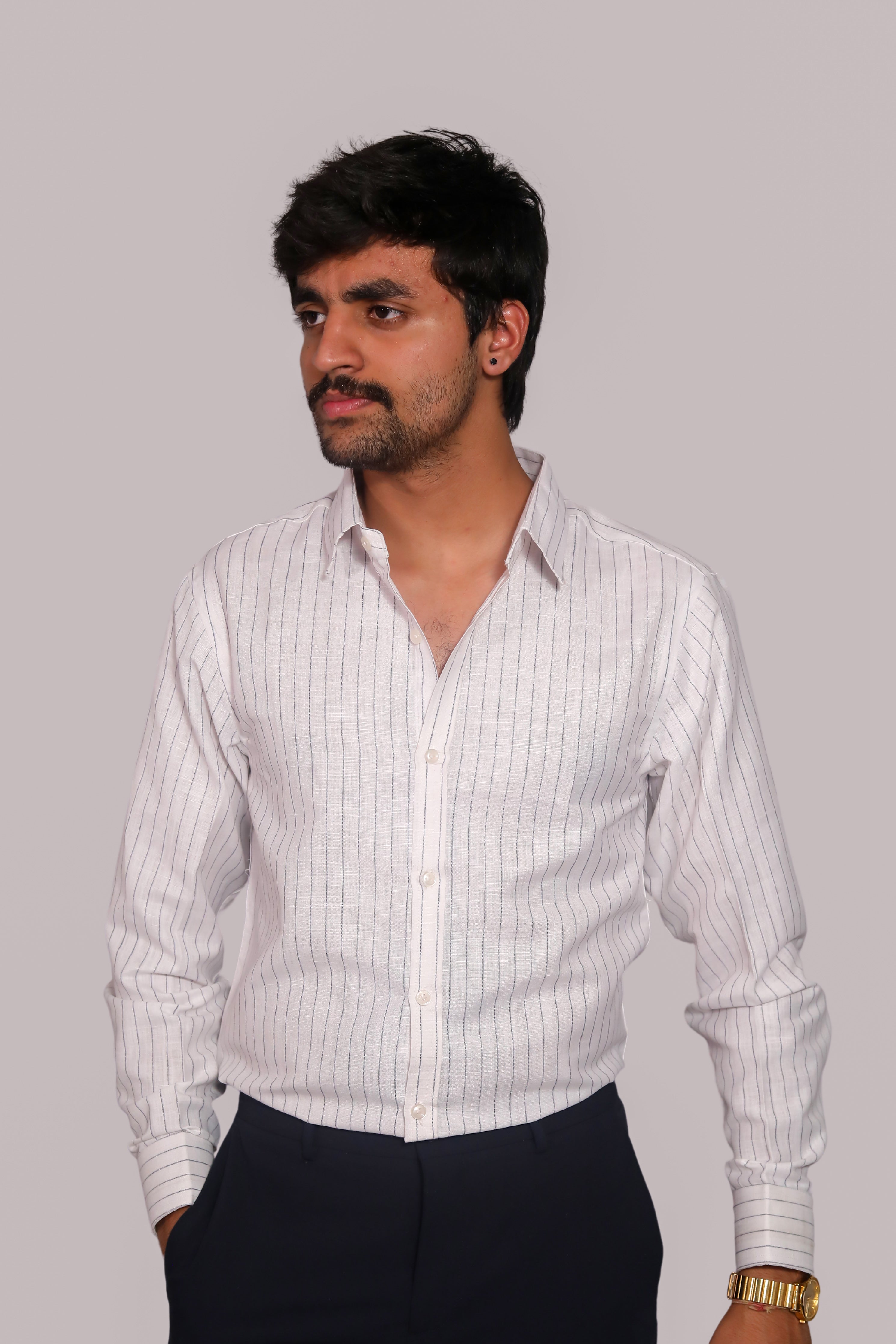 White Stripped Formal Shirt