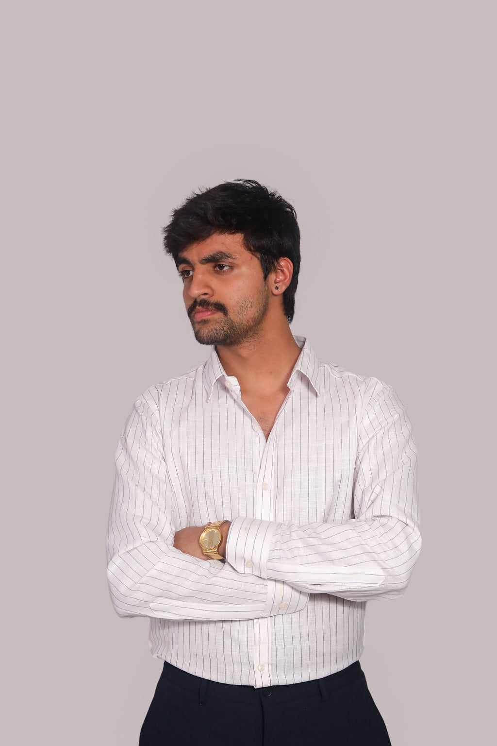 White Stripped Formal Shirt