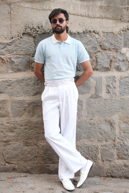 Shankh - White Bellbottom Gurkha Pants