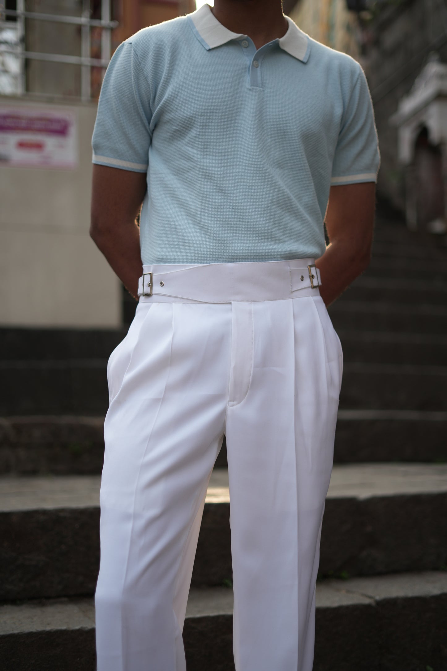 Shankh - White Bellbottom Gurkha Pants