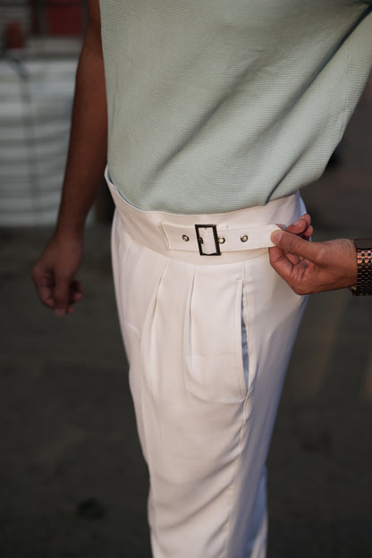 Shankh - White Bellbottom Gurkha Pants