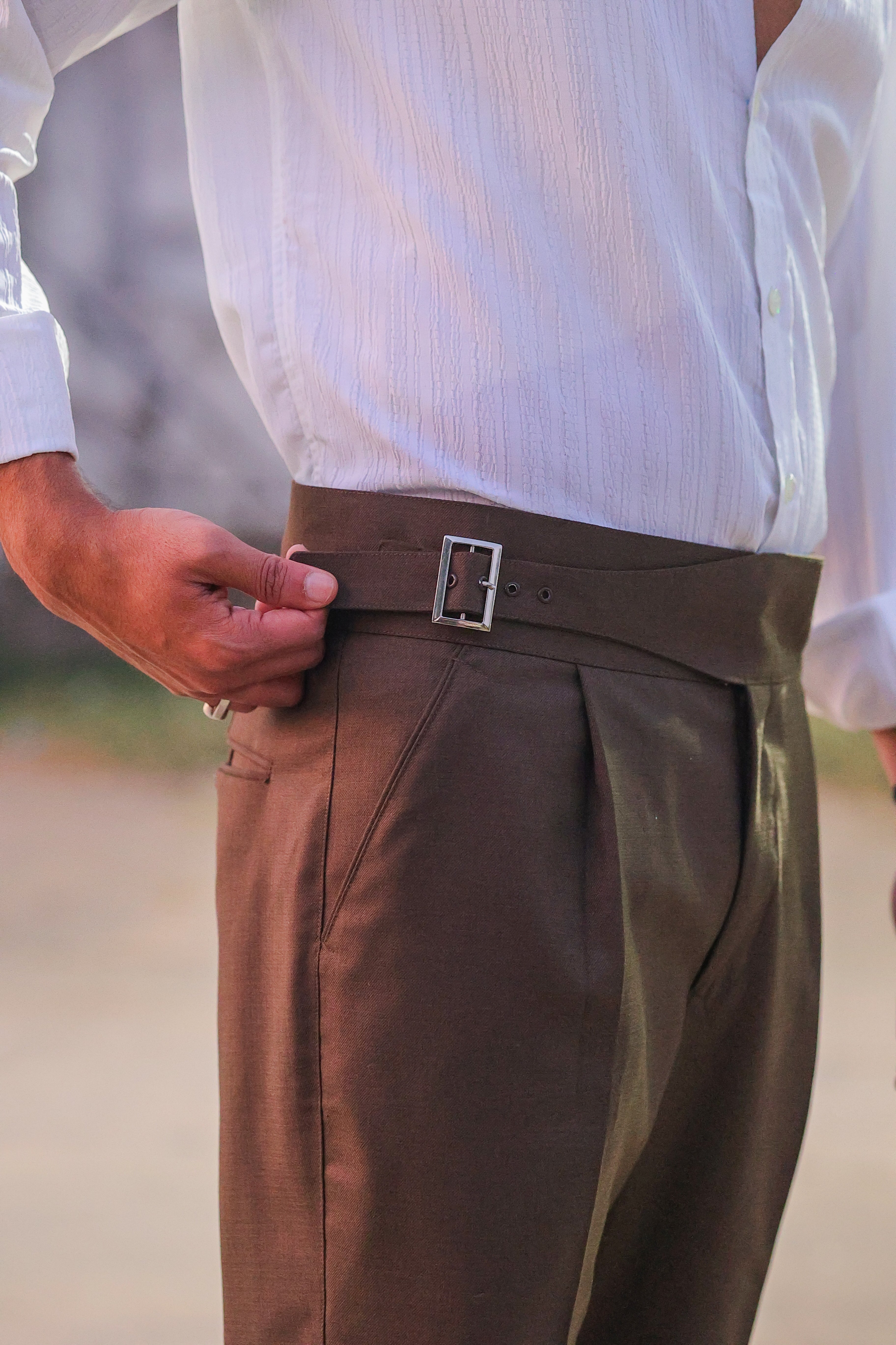 Oxford Brown Bellbottom Gurkha Pants