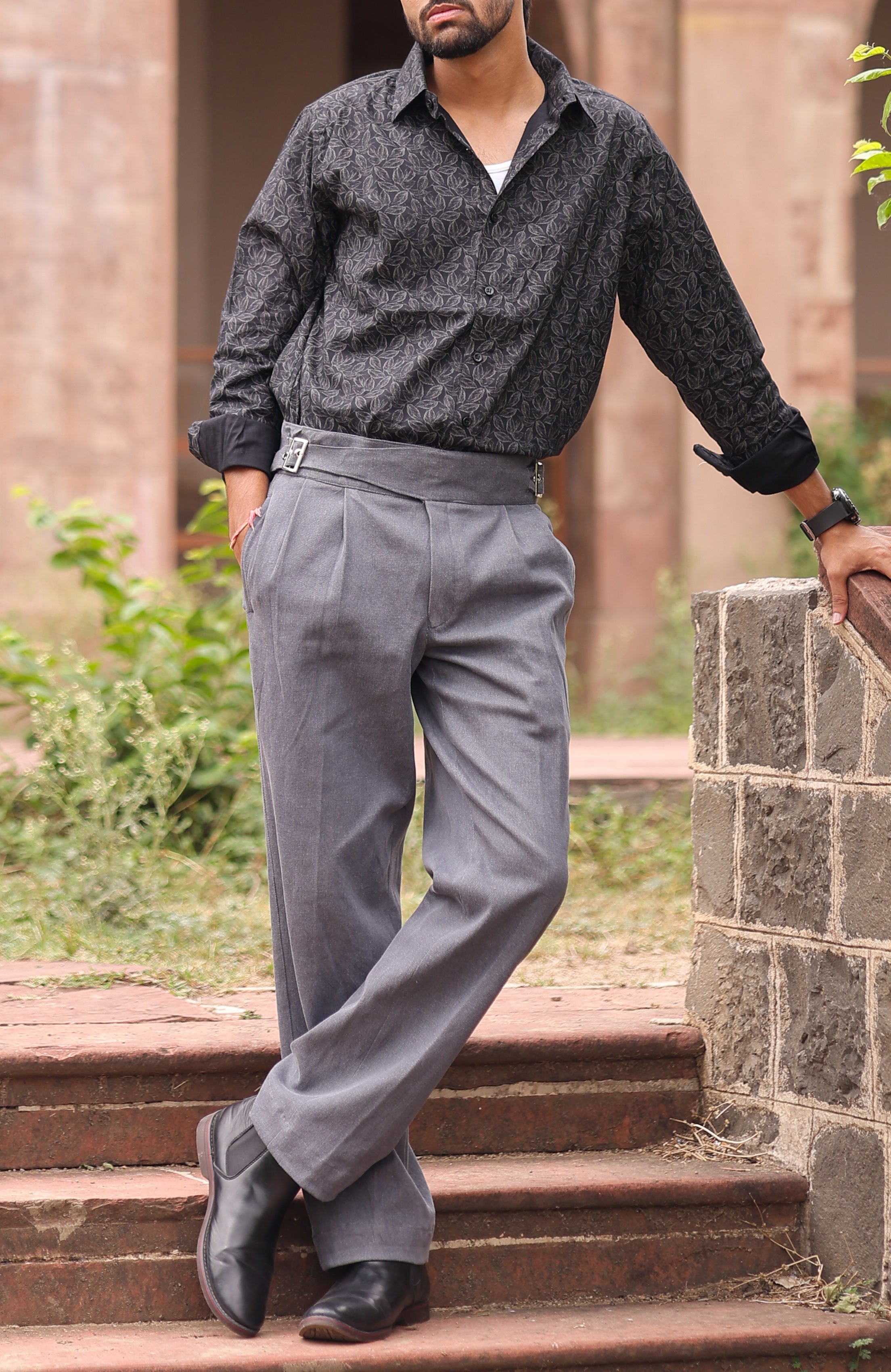 Raakh -  Bootcut Denim Gurkha pants