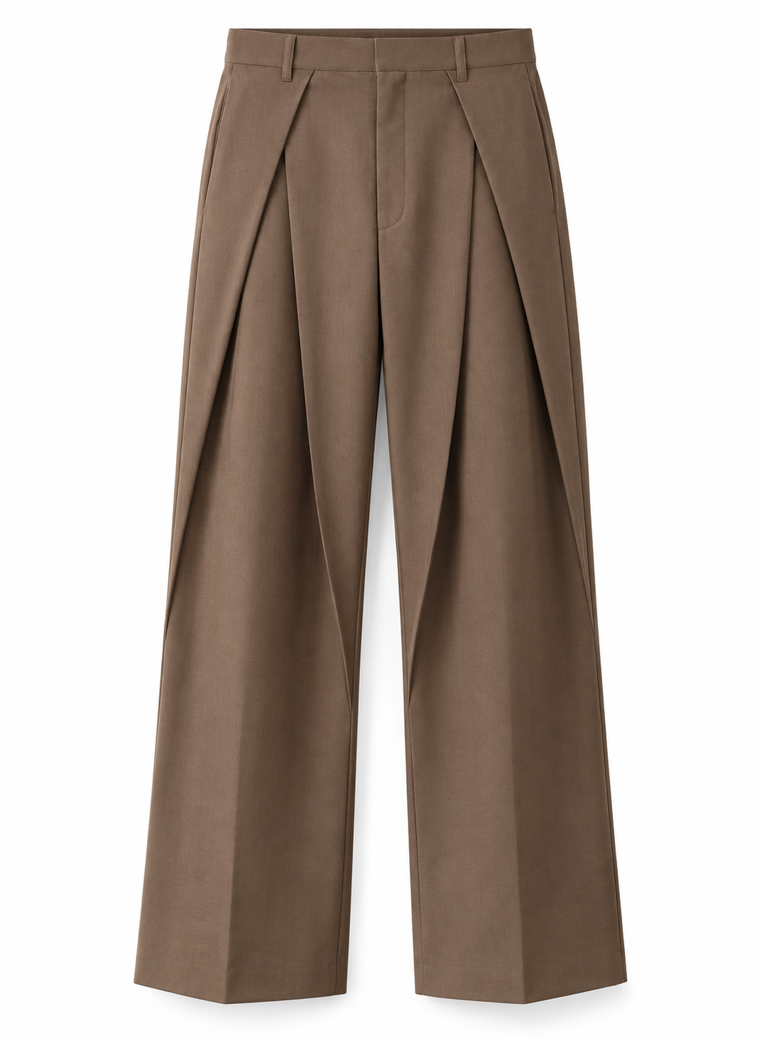 Mocha Brown Dual Pleated Trousers
