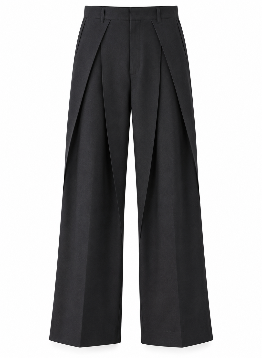 Charcoal Black Dual Pleated Trousers