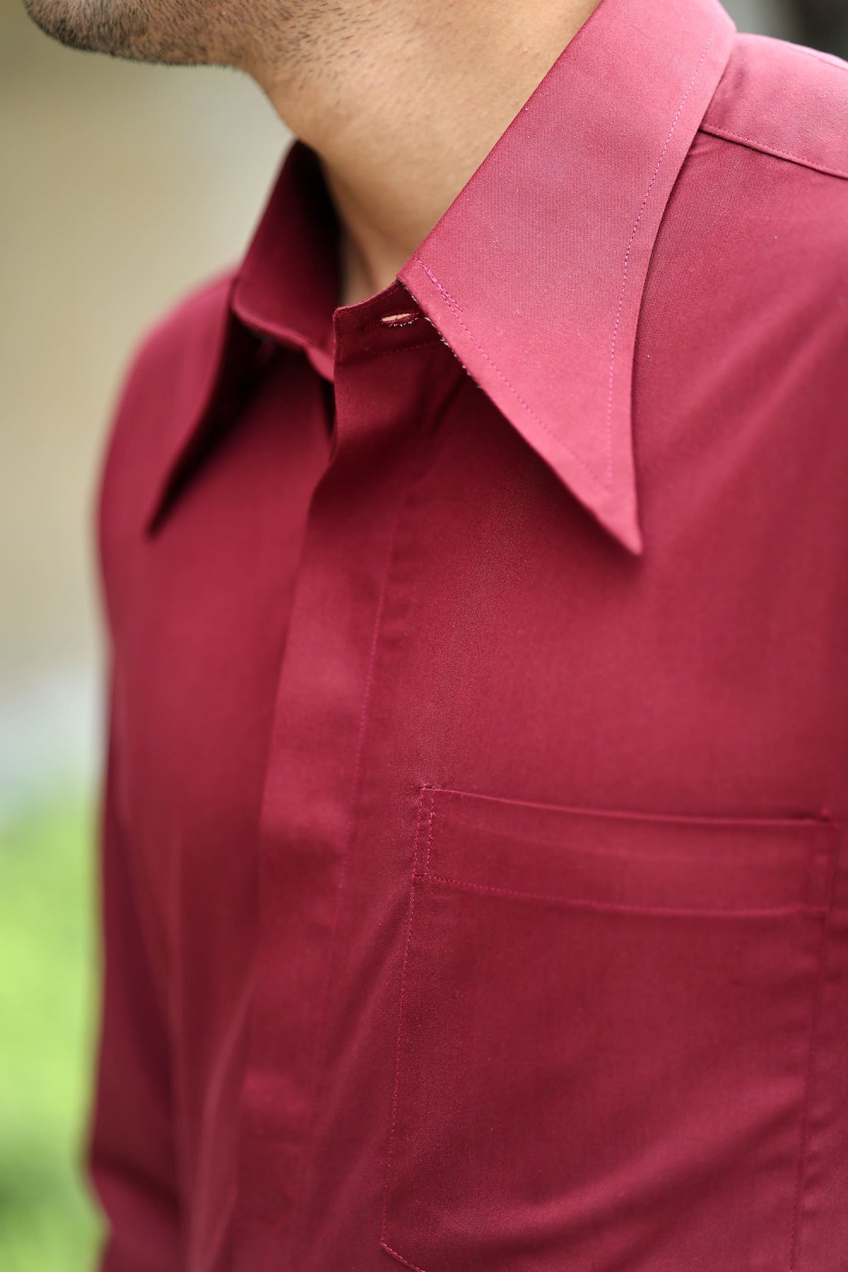 Burgundy Dagger Collar Shirt