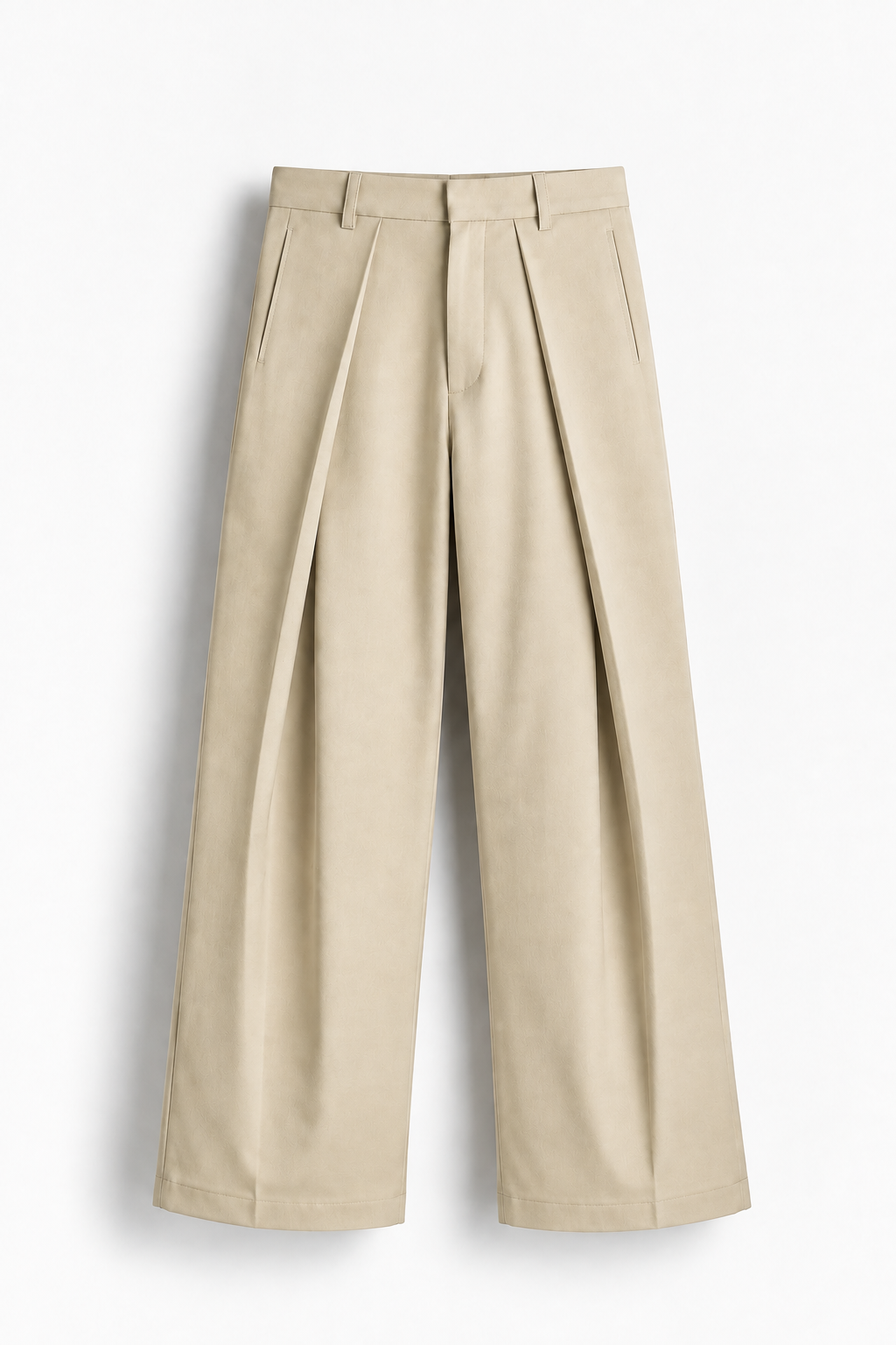 Beige Pleated Trousers