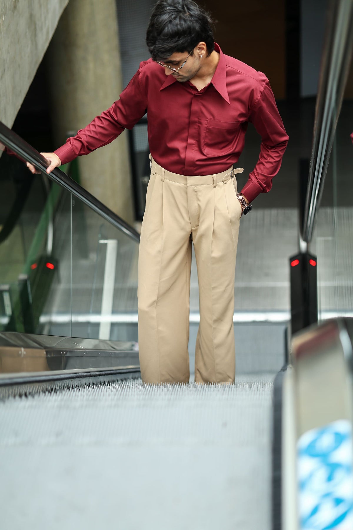 Burgundy Dagger Collar Shirt